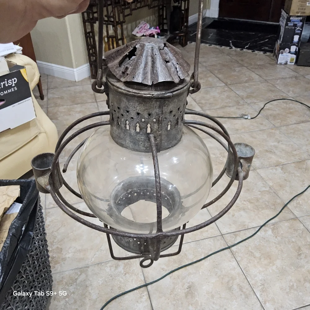 Vintage Style Metal and Glass Lantern